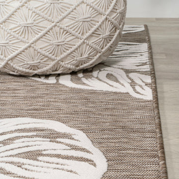 Tobago High-low Two-tone Monstera Leaf Indoor/Outdoor Area Rug